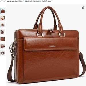 CLUCI Women Leather 15.6 Inch Business Briefcase